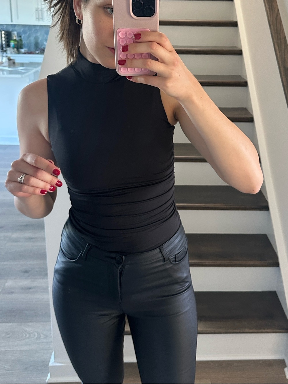 SO Kohl's Black Mock Neck Sleeveless Body Top Stretchy